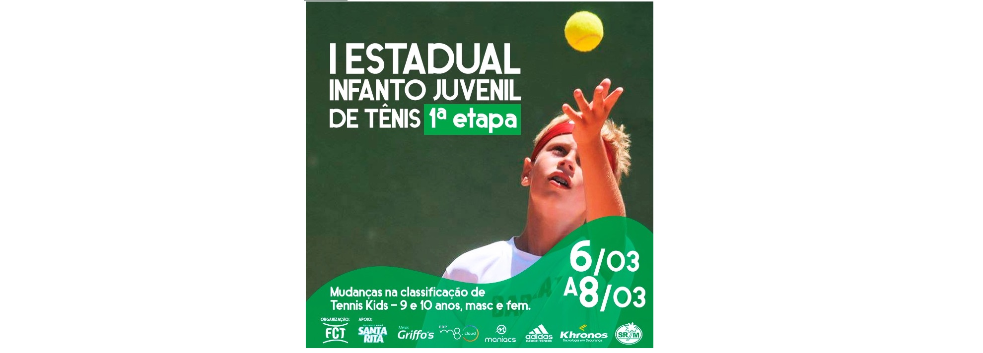 Últimos dias de inscrições para a primeira etapa do I Estadual Infanto Juvenil de Tênis.